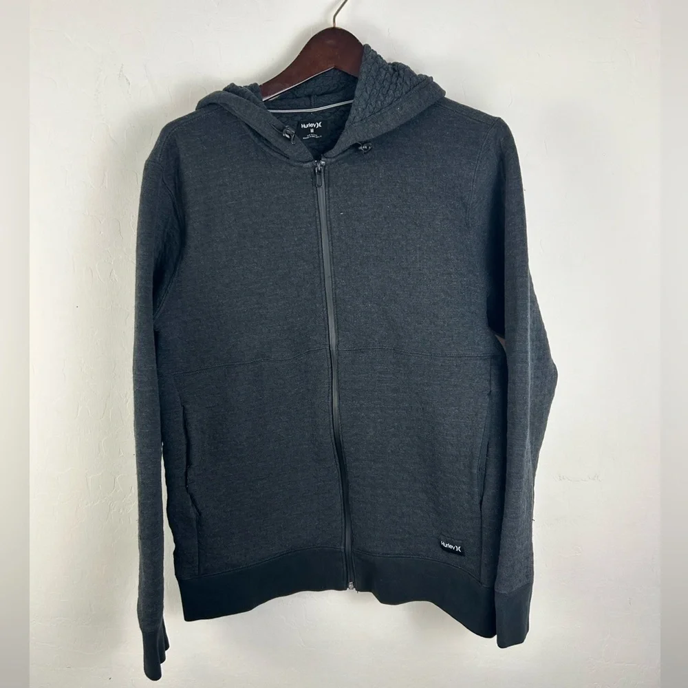 Hurley Mens Y2K Black Full Zip Hooded Jacket Size Medium - Picture 1 of 9